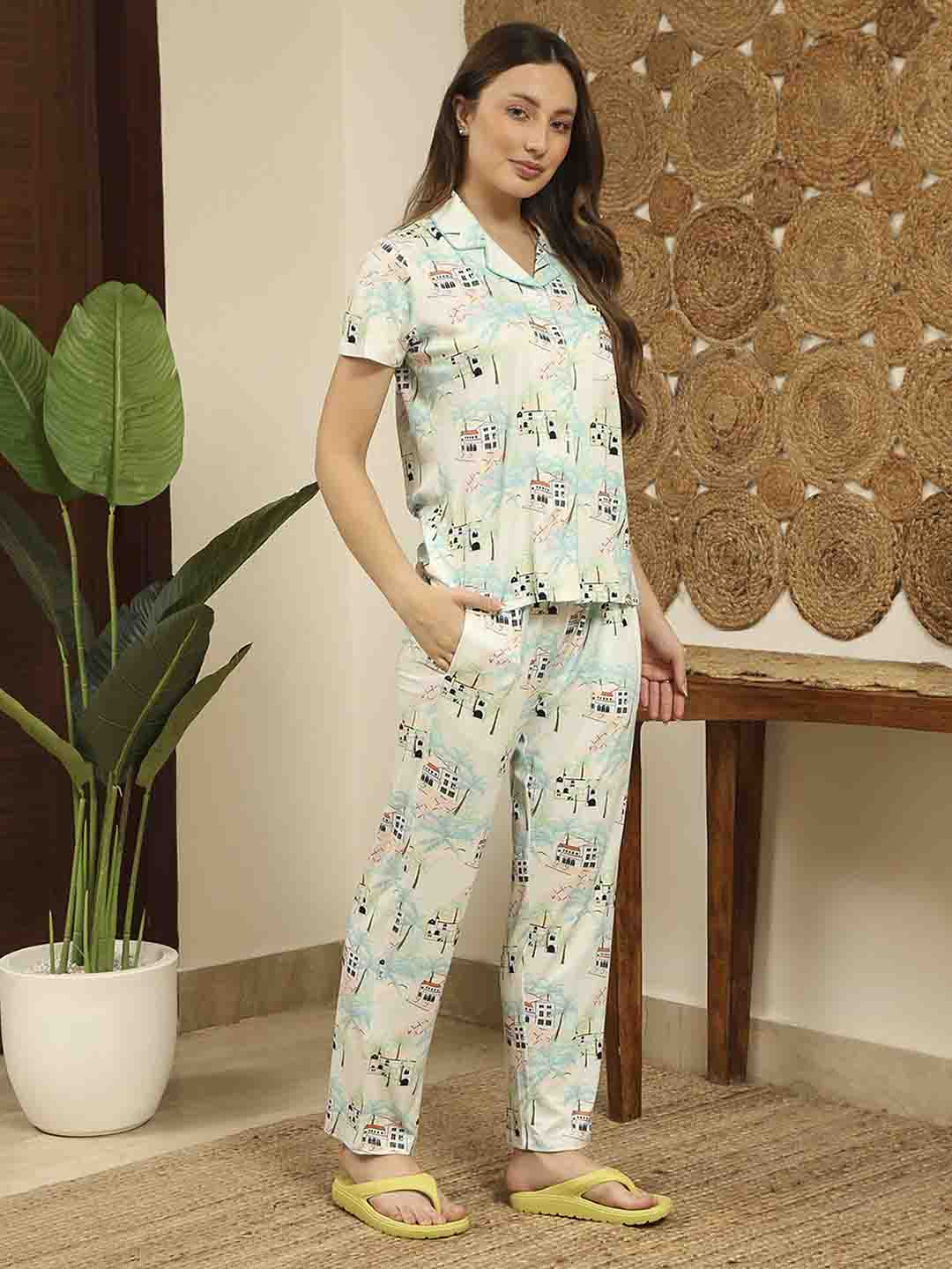 M-Secret Ladies Western Night Suit H/S S5S30103 042 Mint