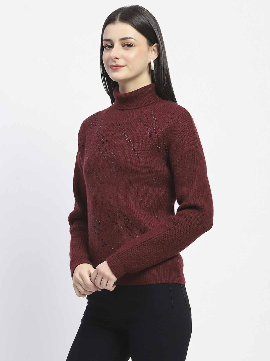 Madame Ladies Western Woolen Top M4W17221 045 Wine