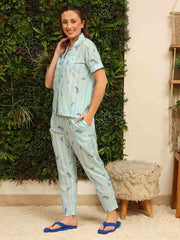M-Secret Ladies Western Night Suit H/S S5S30142 043 Aqua