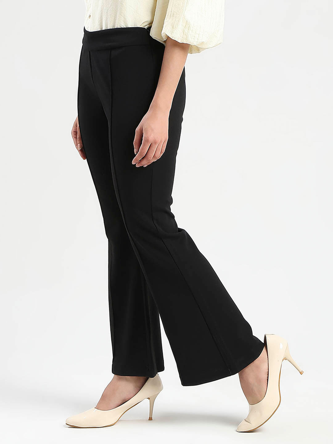 Madame ladies western pants in a stylish design, showcasing a relaxed fit and denim texture on a neutral background.