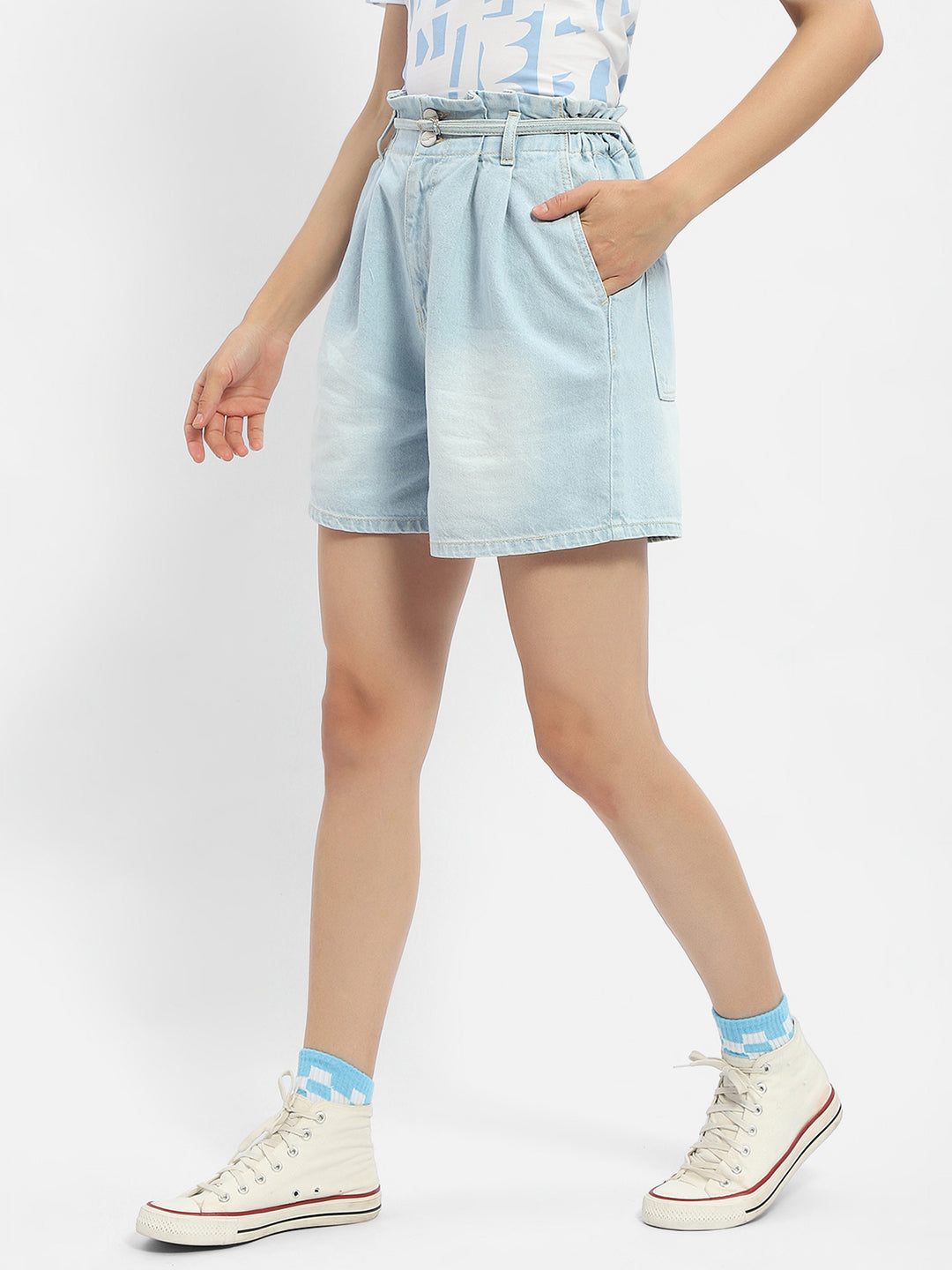 Madame Ladies Western Shorts Denim M4S25611 099 Light Blue