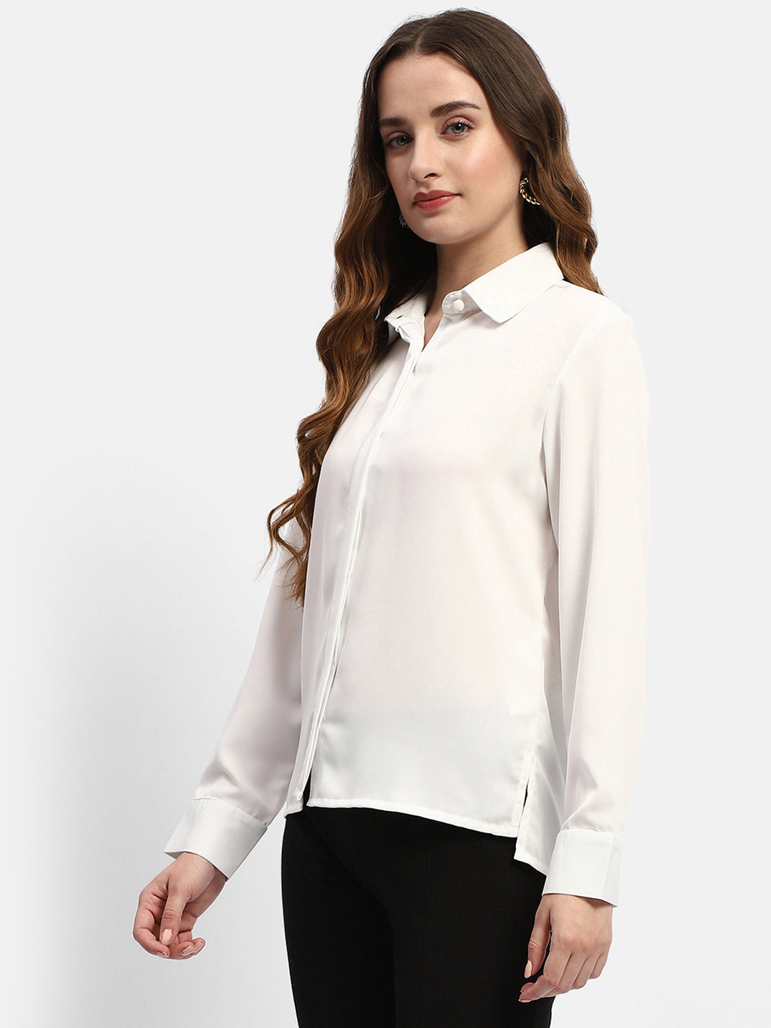 Madame Solid White Regular Shirt