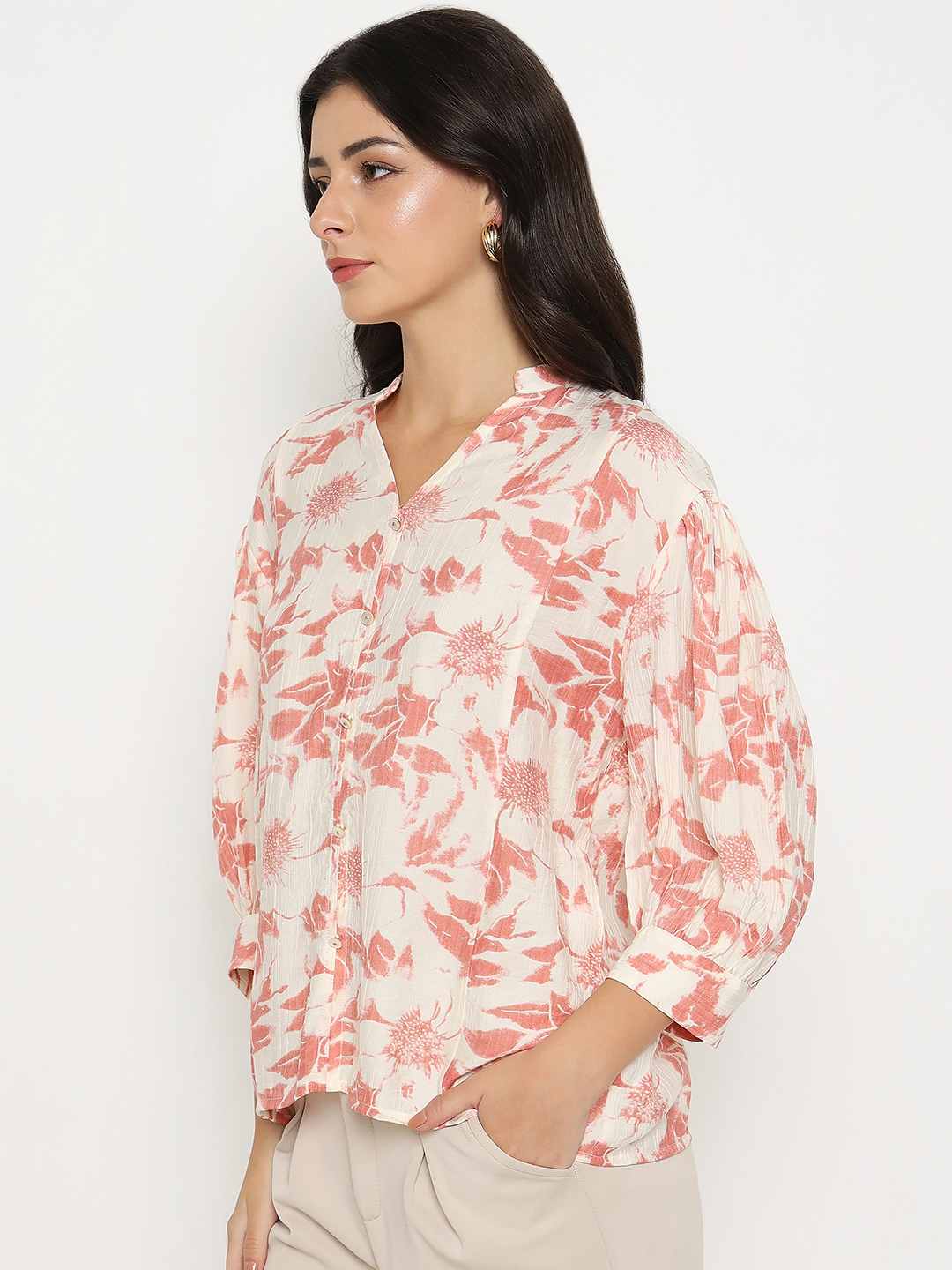 Madame Ladies Western Top H/S M5S18837 999 Coral - Goyalsons ShopMax