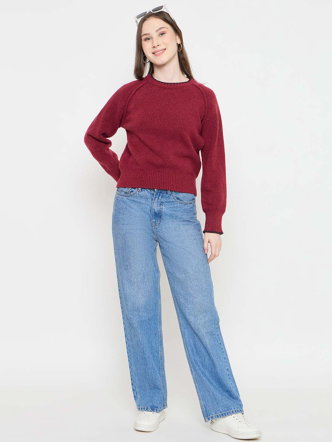 Madame Ladies Western Woolen Top M5W17223 023 Mehroon