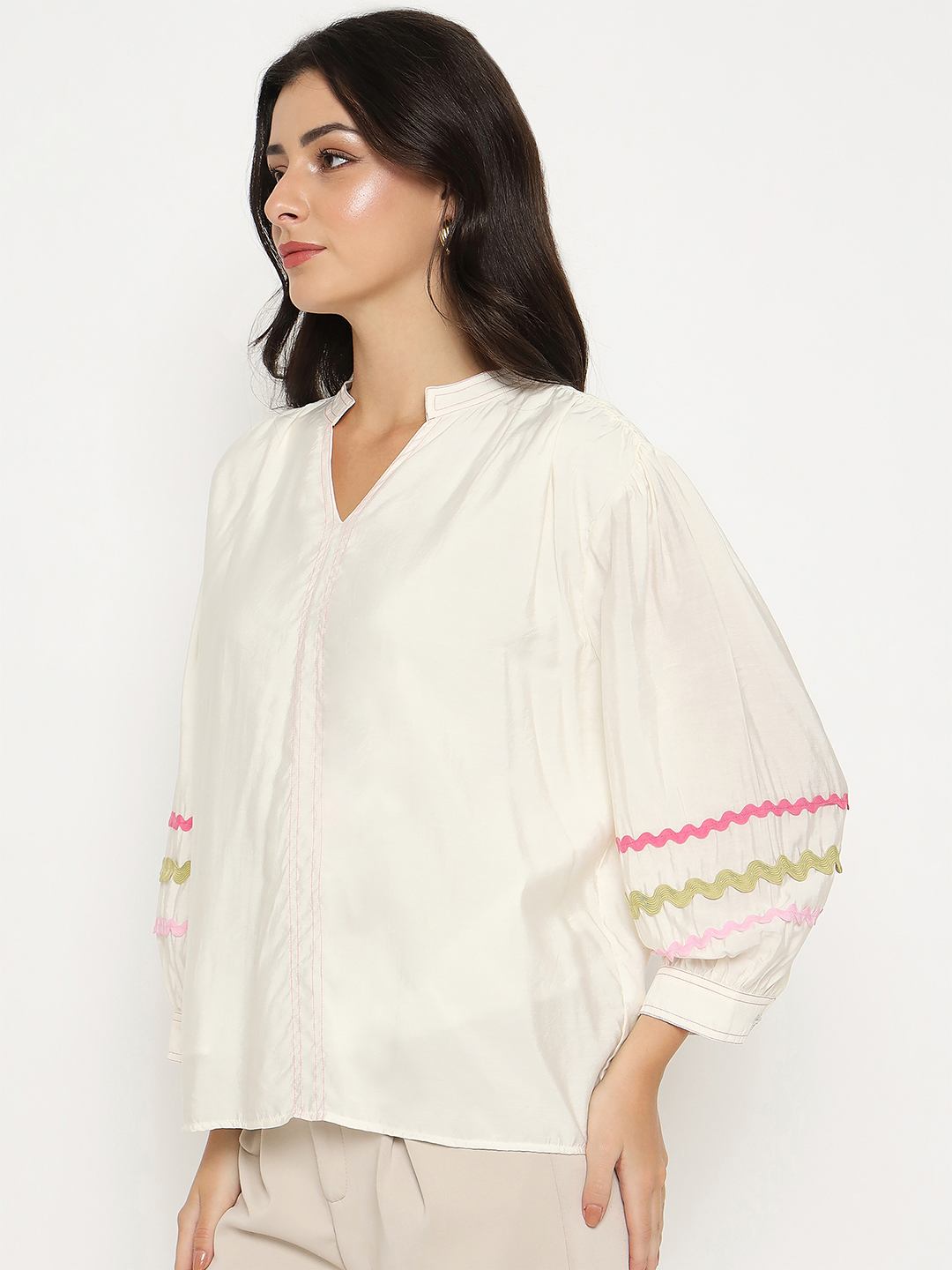 Madame Ladies Western Top H/S M5S18754 1 Off White