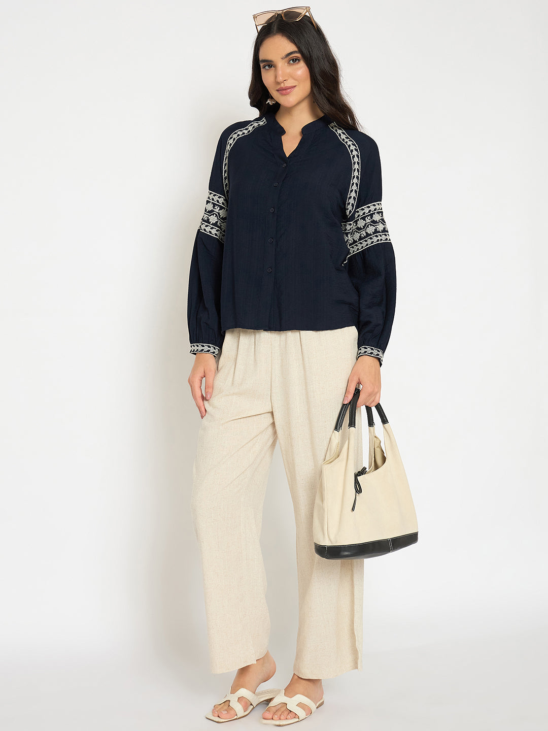 Madame Ladies Western Top H/S M5S18830 026 Navy