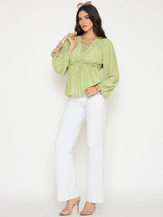 Madame Ladies Western Top H/S M5S18728 388 Apple Green