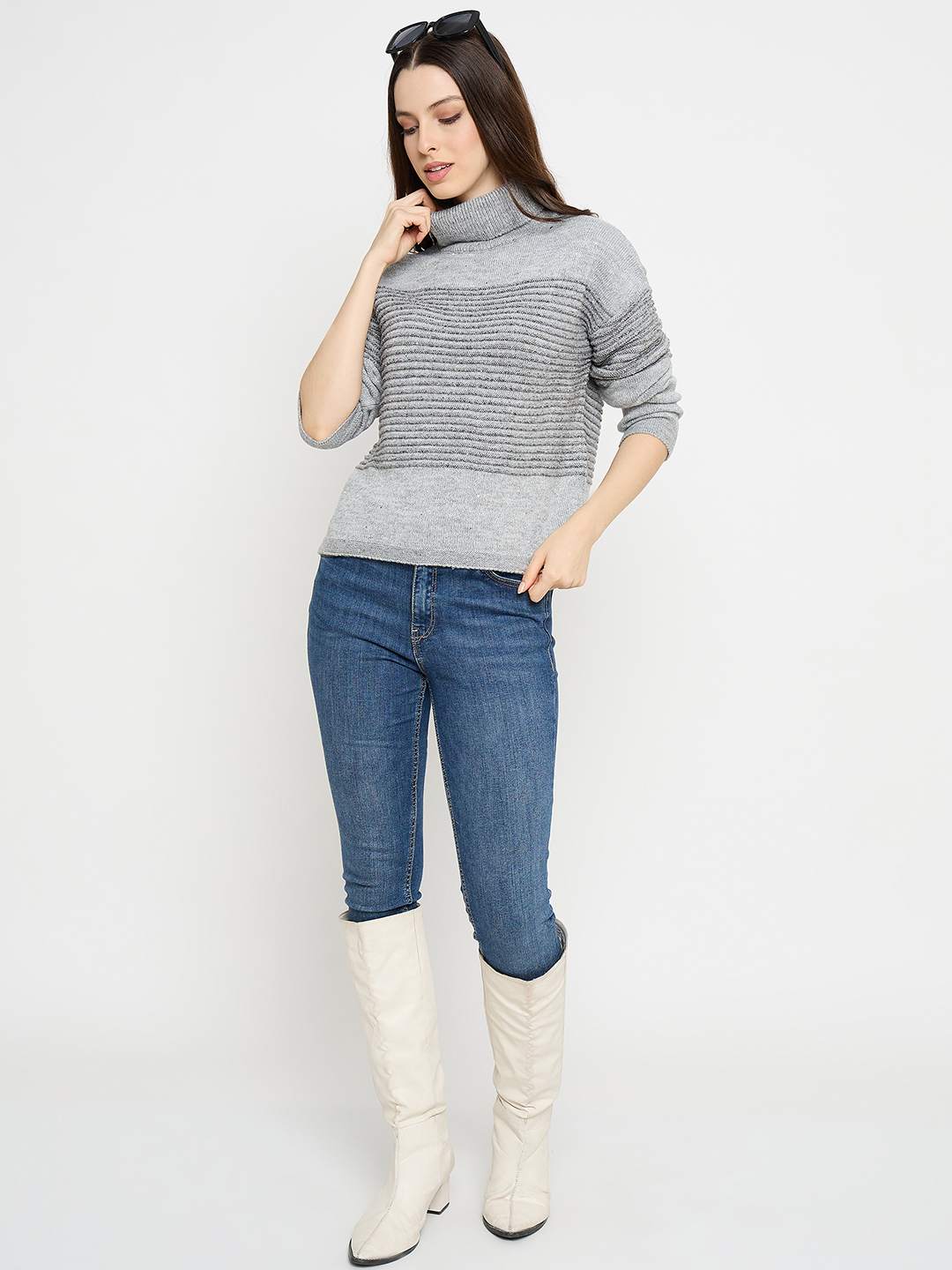 Madame Ladies Western Woolen Top M5W17161 095 Grey