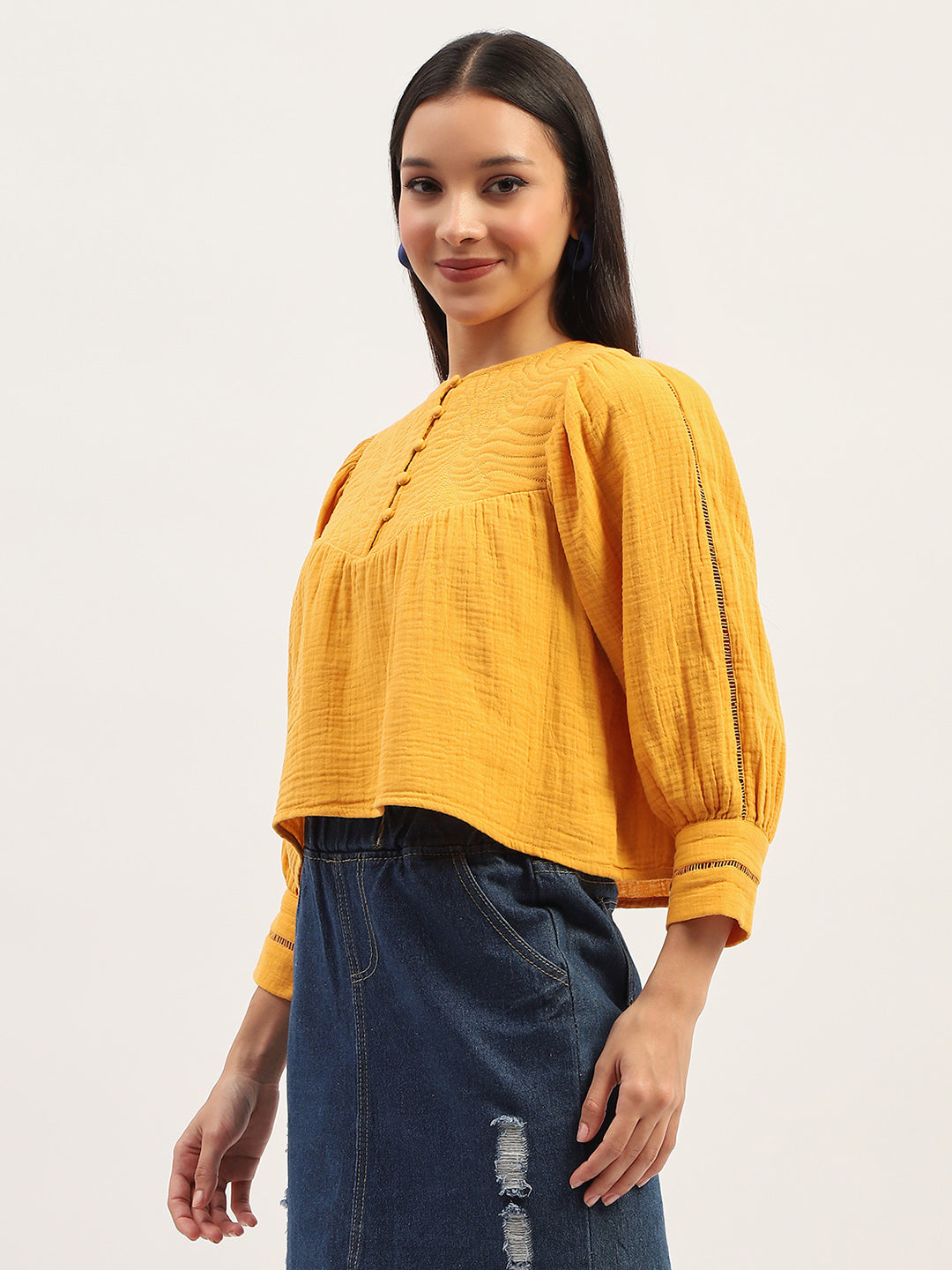 Madame Ladies Western Top H/S M4S18615 048 Mustard