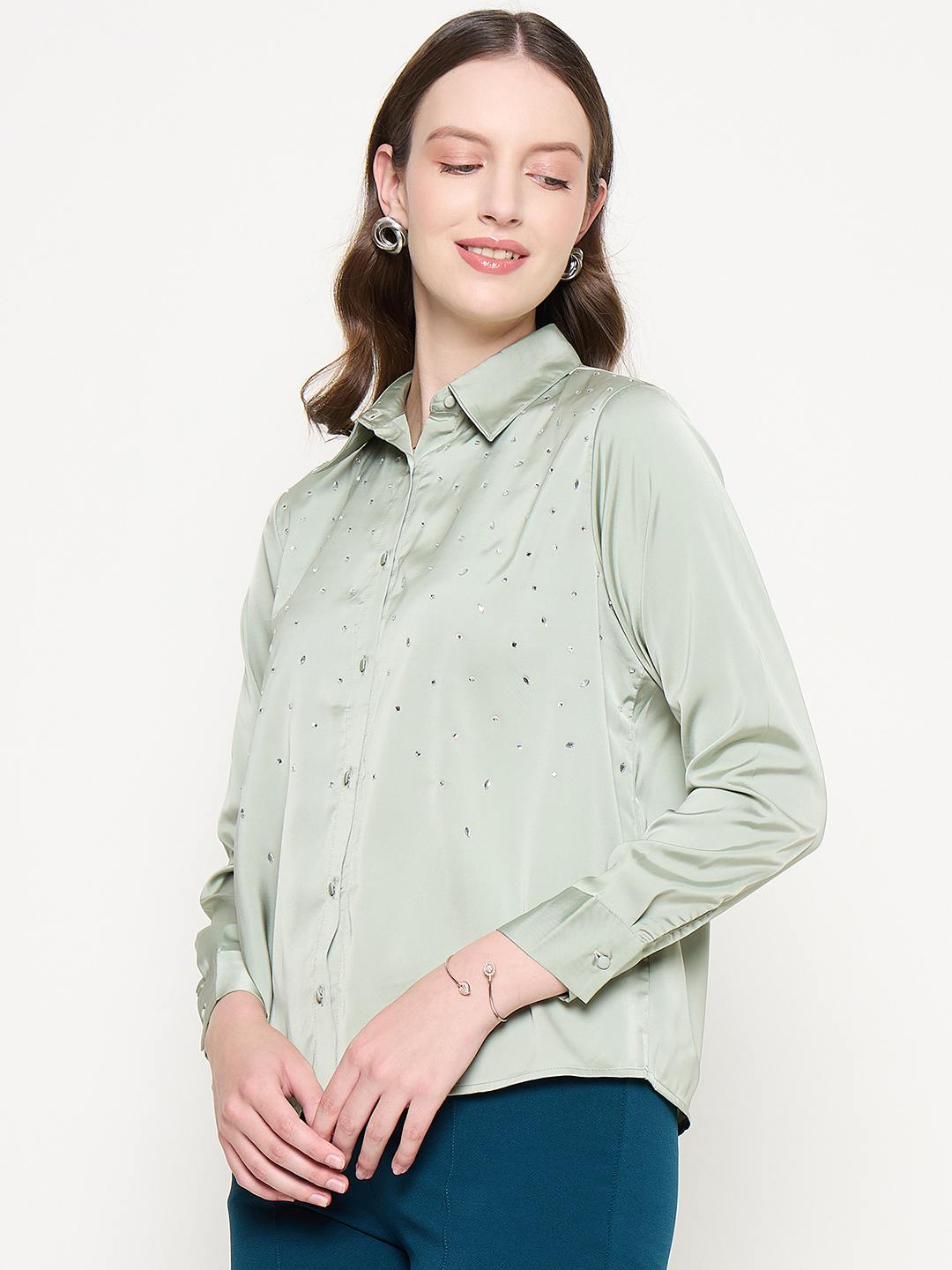 Madame Ladies Western Shirt F/S M4W18424 014 Green