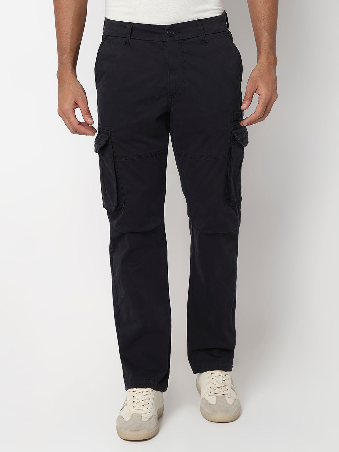 Spykar Mens Casual Trouser Mtrcg1Be032 Navy Blue