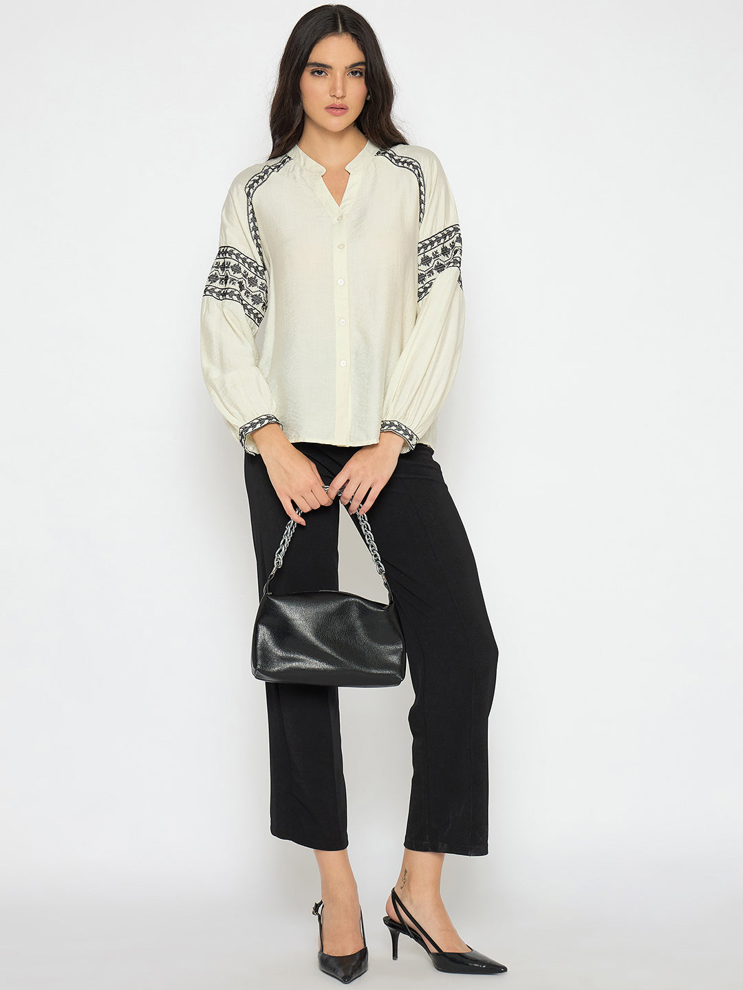 Madame Ladies Western Top H/S M5S18830 1 Off White