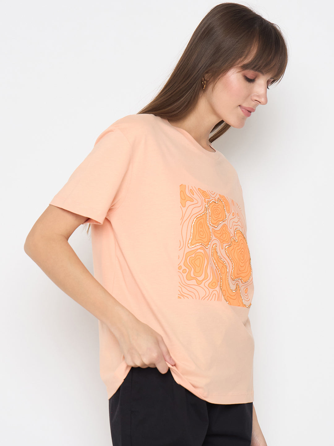 Madame Ladies Western Top H/S M5S11245 030 Peach