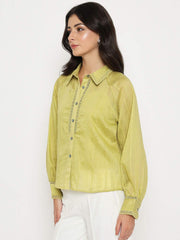 Madame Ladies Western Top H/S M5S18166 376 Cyber Lime