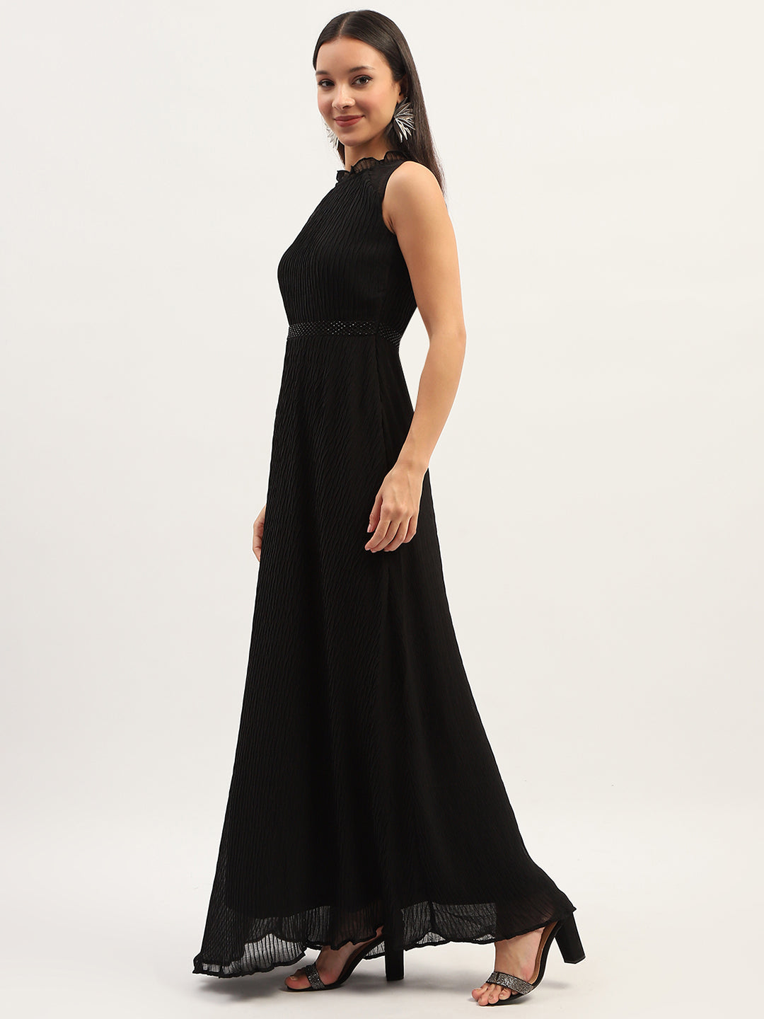 Madame Fit And Flare Black Maxi Dress