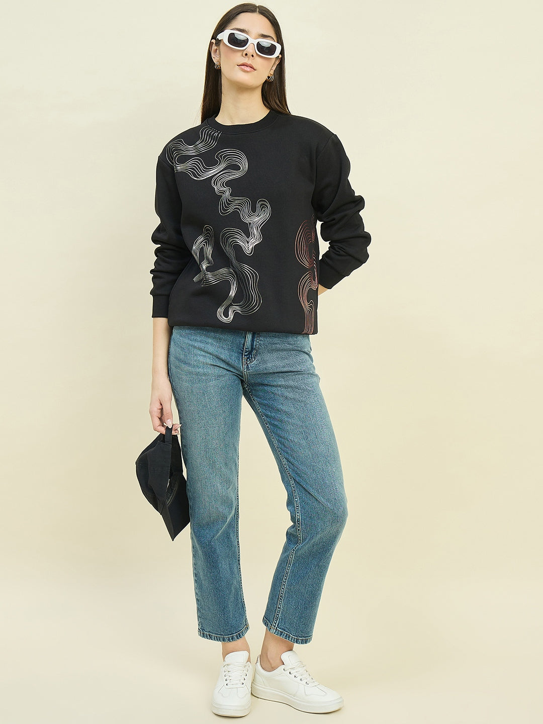 Madame Ladies Western Sweat Shirt M5W22225 002 Black
