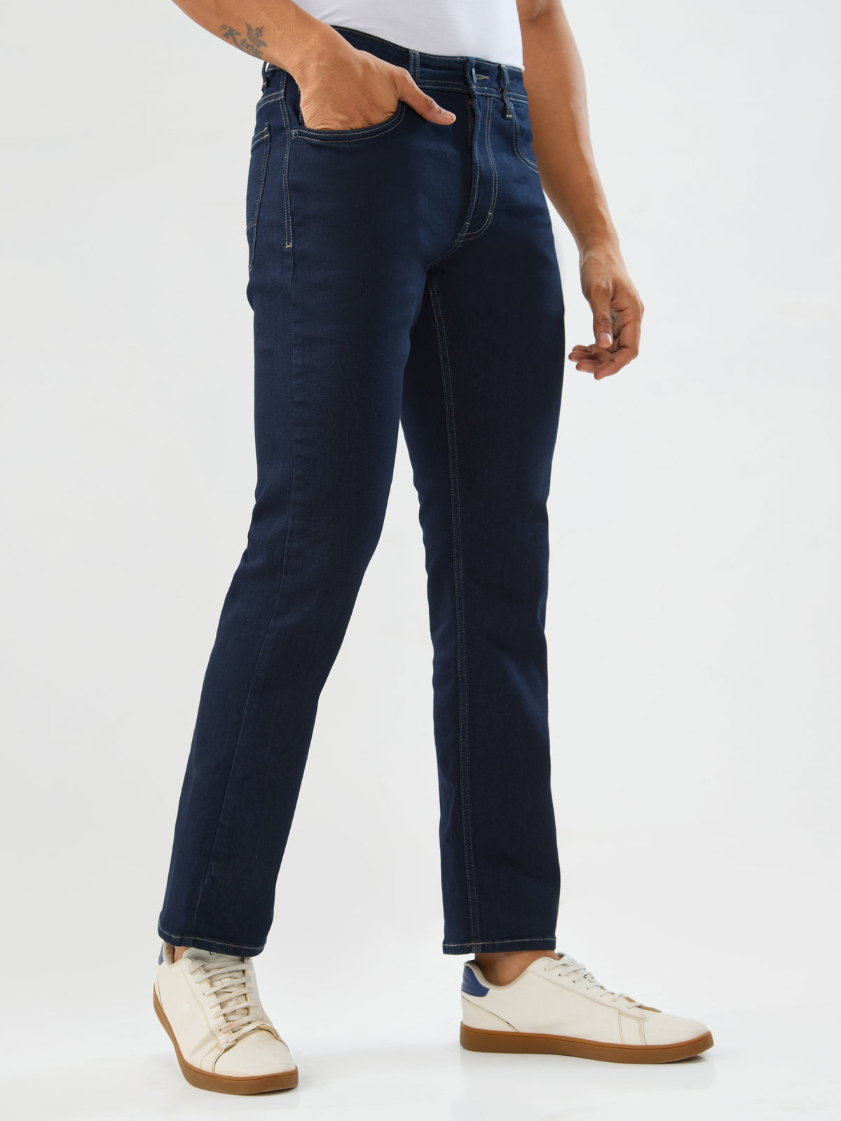 Spykar Raw Blue Comfort Fit Mid Rise Jeans for Men