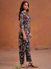Black Ikat Printed Festive Co-Ord Set