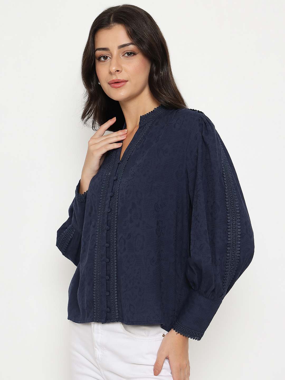 Madame Ladies Western Top H/S M5S18722 026 Navy