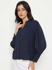 Madame Ladies Western Top H/S M5S18722 026 Navy
