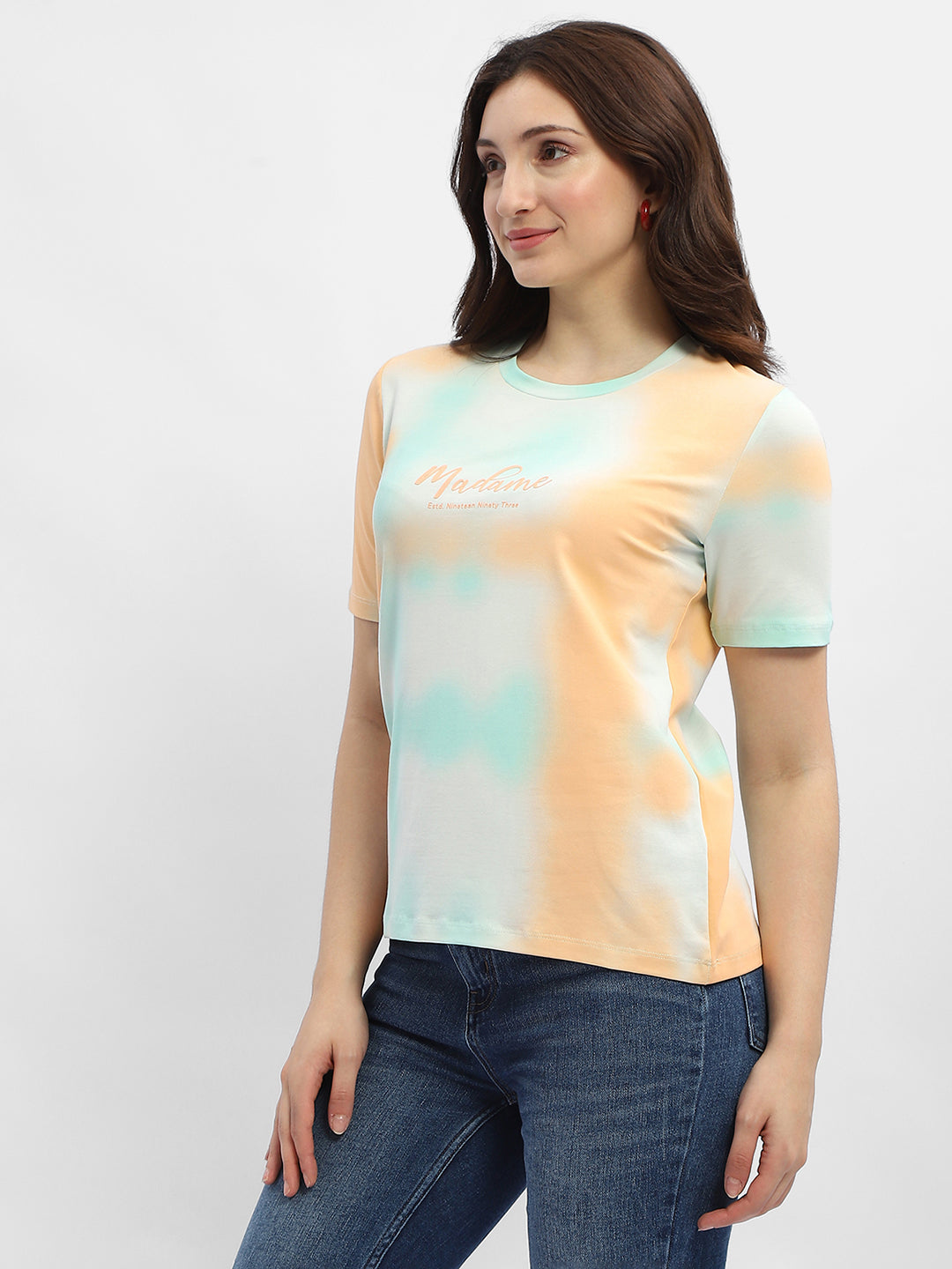 Madame Tie-Dye Orange Cotton T-Shirt