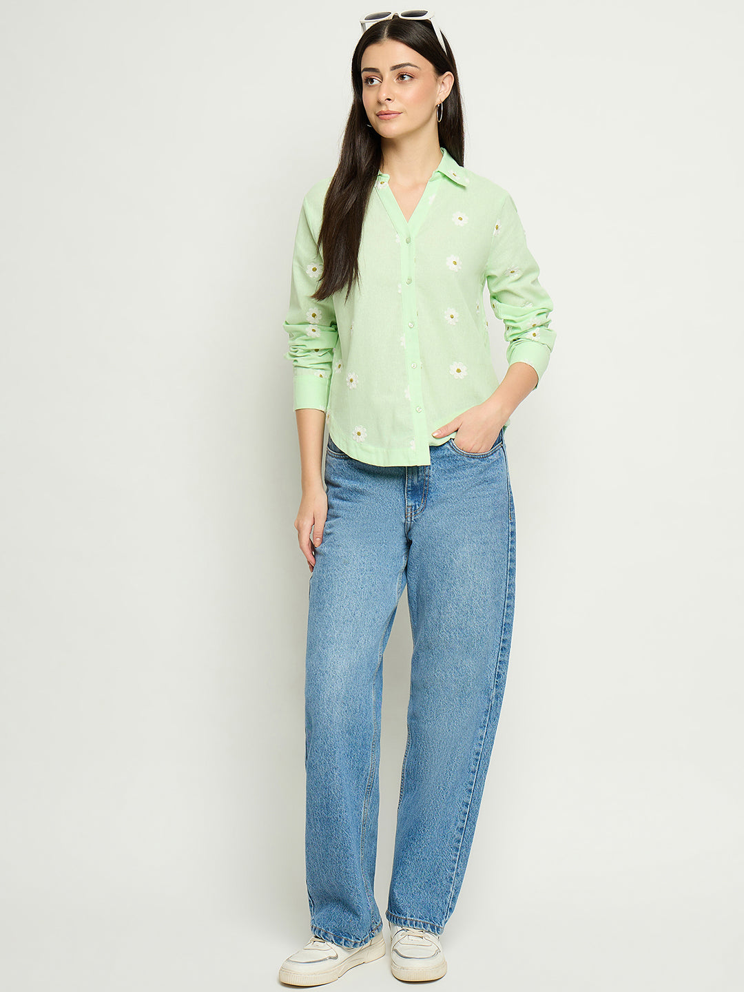 Madame Ladies Western Shirt F/S M5S18322 014 Green - Goyalsons ShopMax