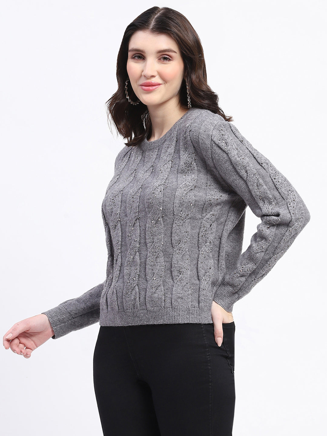 Madame Ladies Western Woolen Top M4W17196 095 Grey