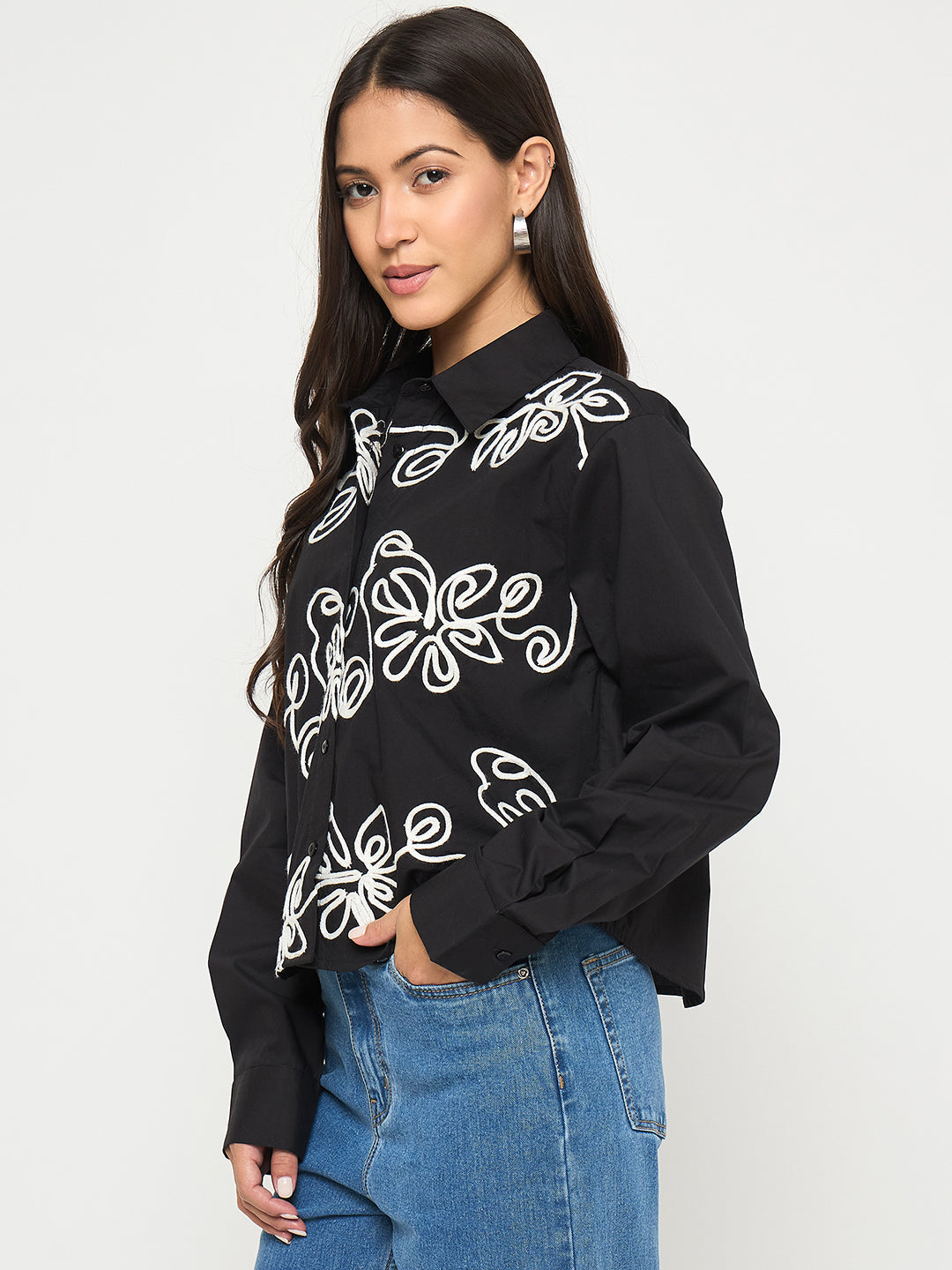 Madame Ladies Western Top H/S M5S18156 002 Black