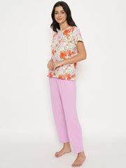 M-Secret Ladies Western Night Suit H/S S5S30052 018 Lavender