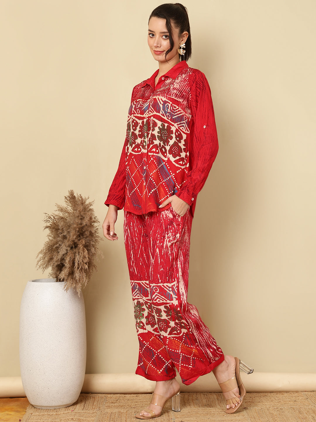 Hand Tie -Dye Bagru Printed Office Co-Ord Set