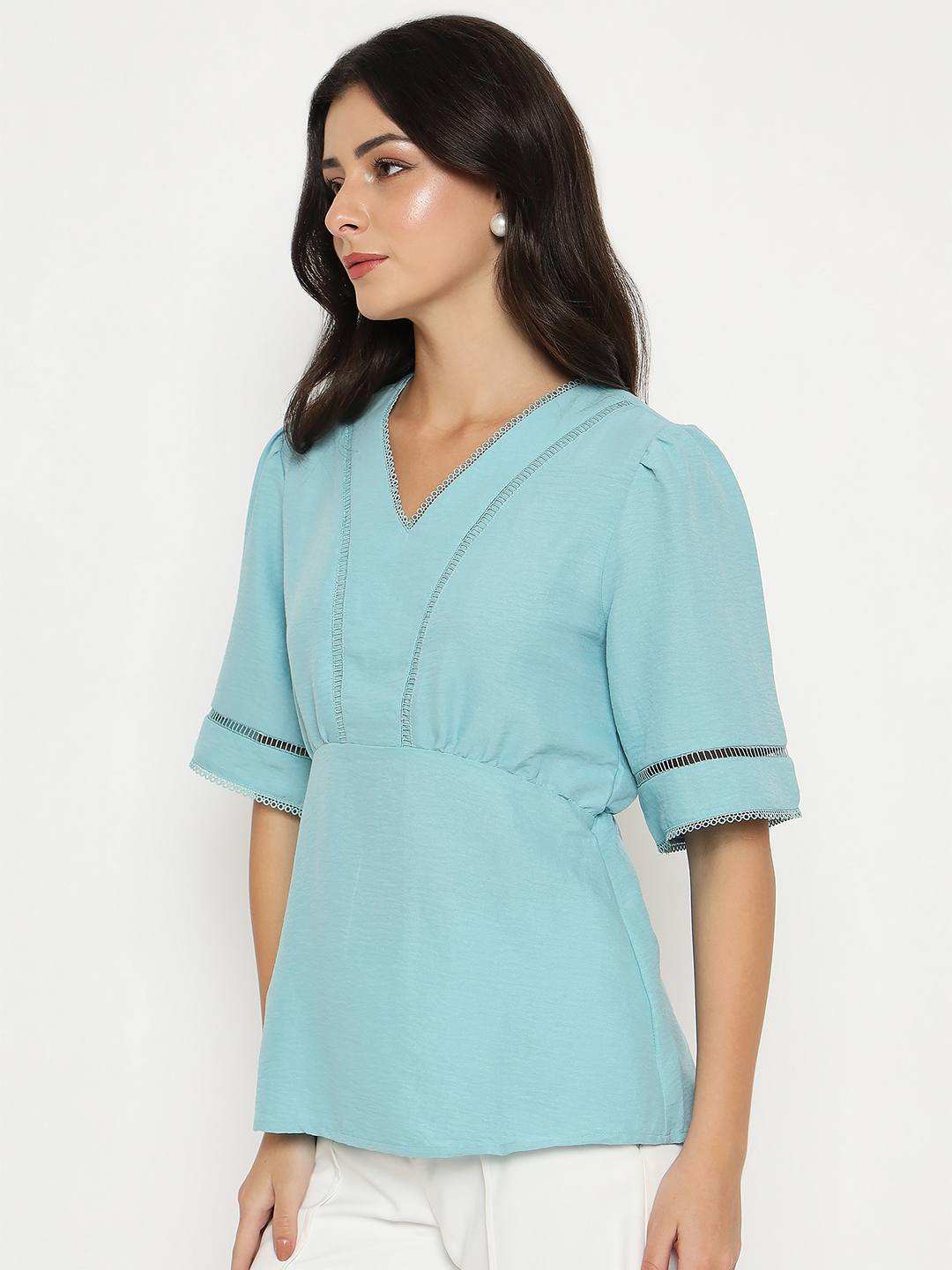 Madame Ladies Western Top H/S M5S18702 036 Sea Green