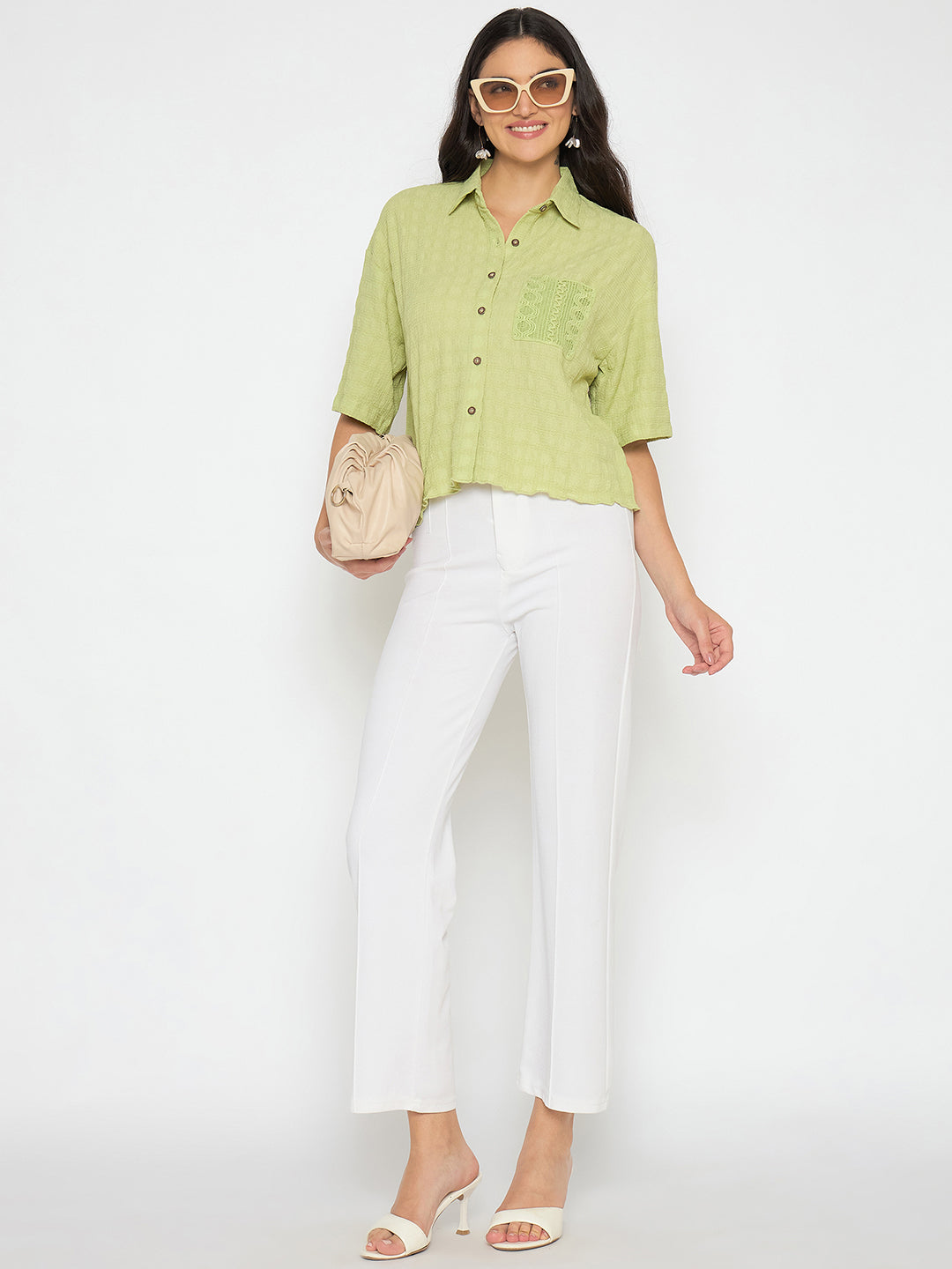 Madame Ladies Western Shirt F/S M5S18259 0210 L.Green - Goyalsons ShopMax