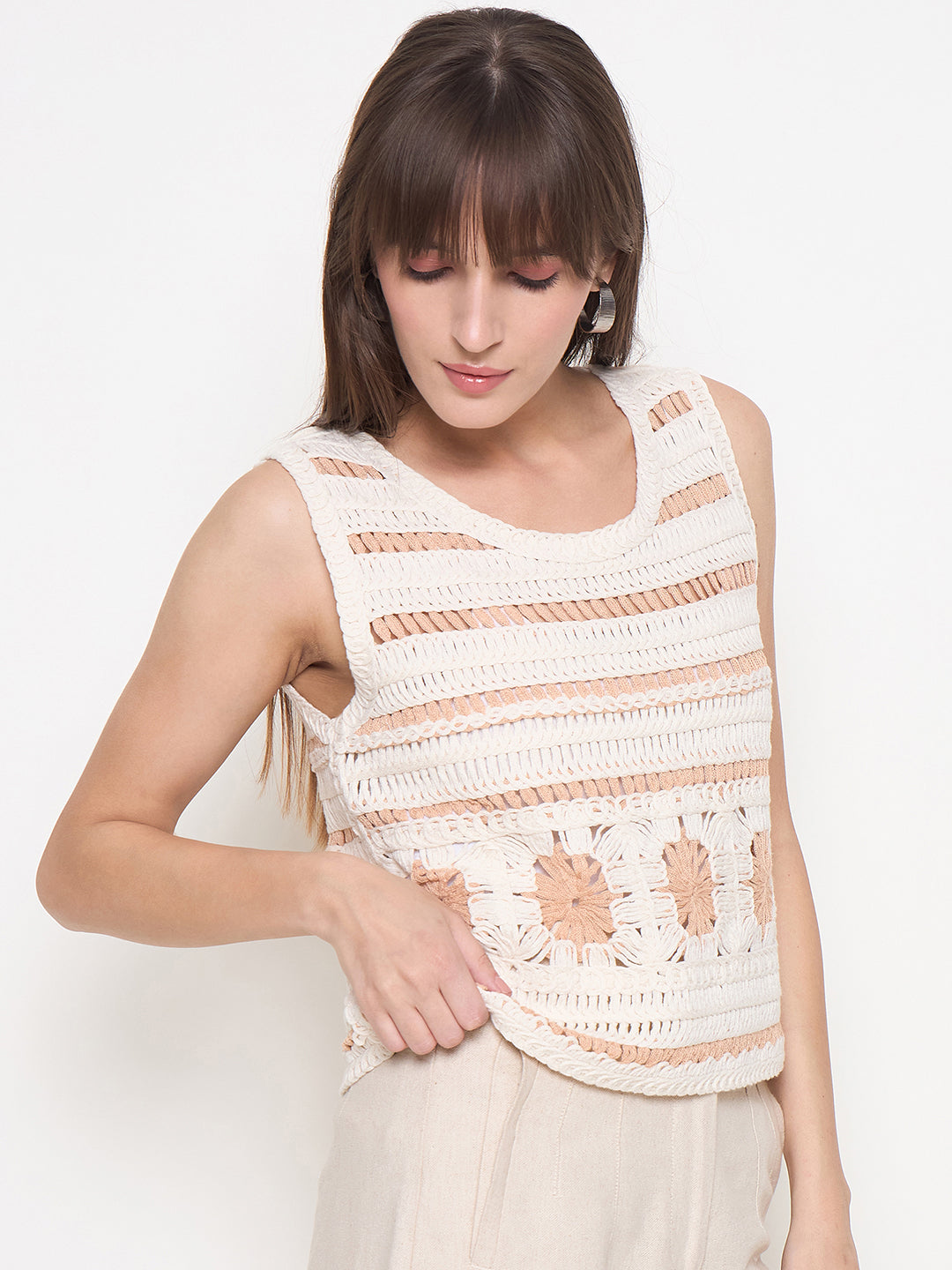 Madame Ladies Western Top H/S M5S18558 001 Beige