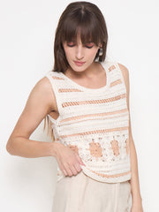 Madame Ladies Western Top H/S M5S18558 001 Beige