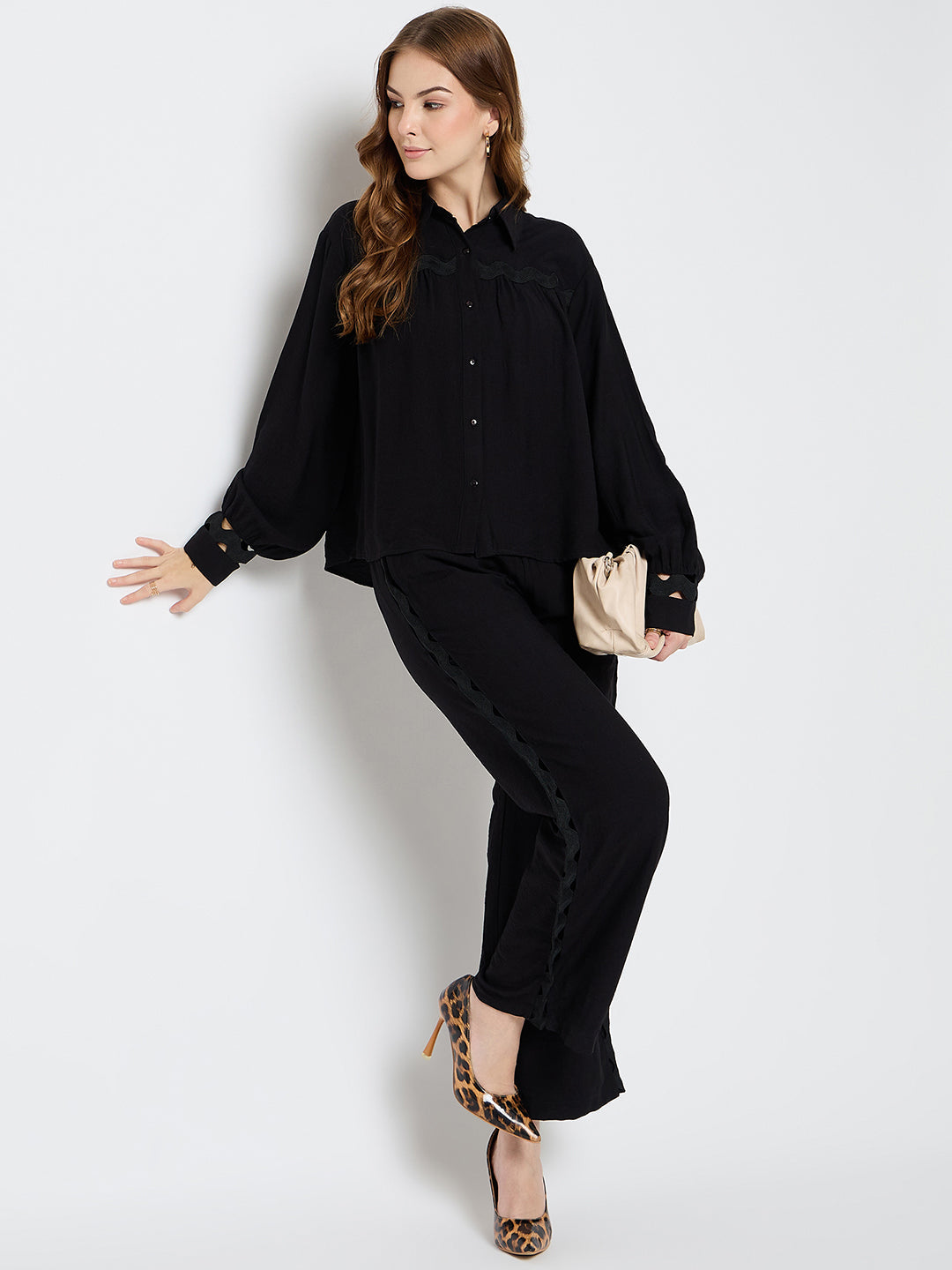 Madame Rayon Lace Black Co-Ord Set