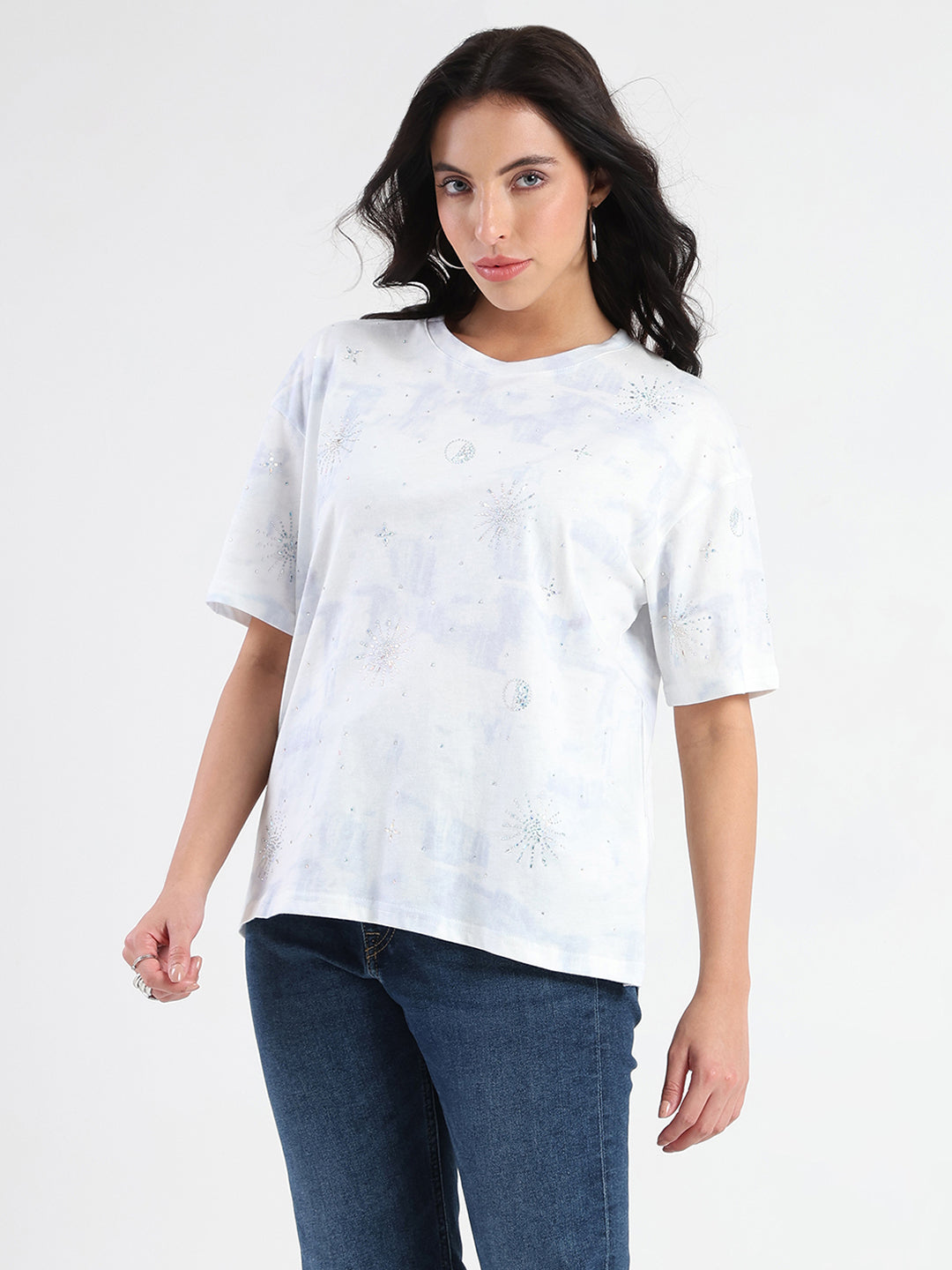 Madame Ladies Western Top H/S M5S11247 266 Sky Blue