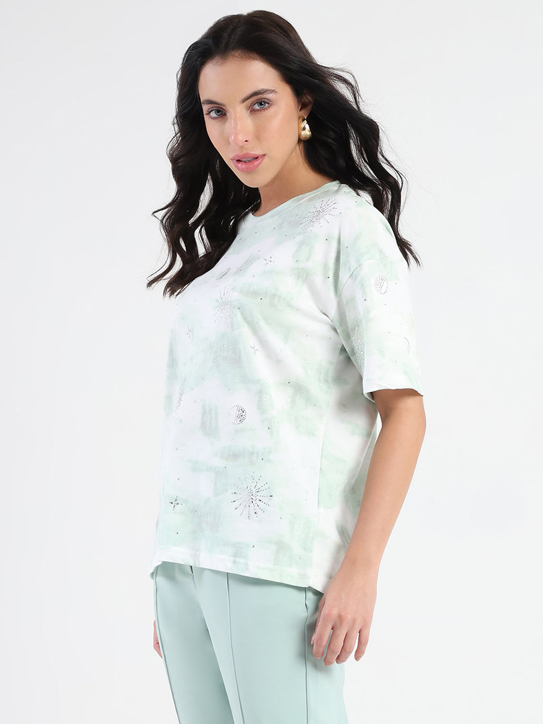 Madame Ladies Western Top H/S M5S11247 036 Sea Green