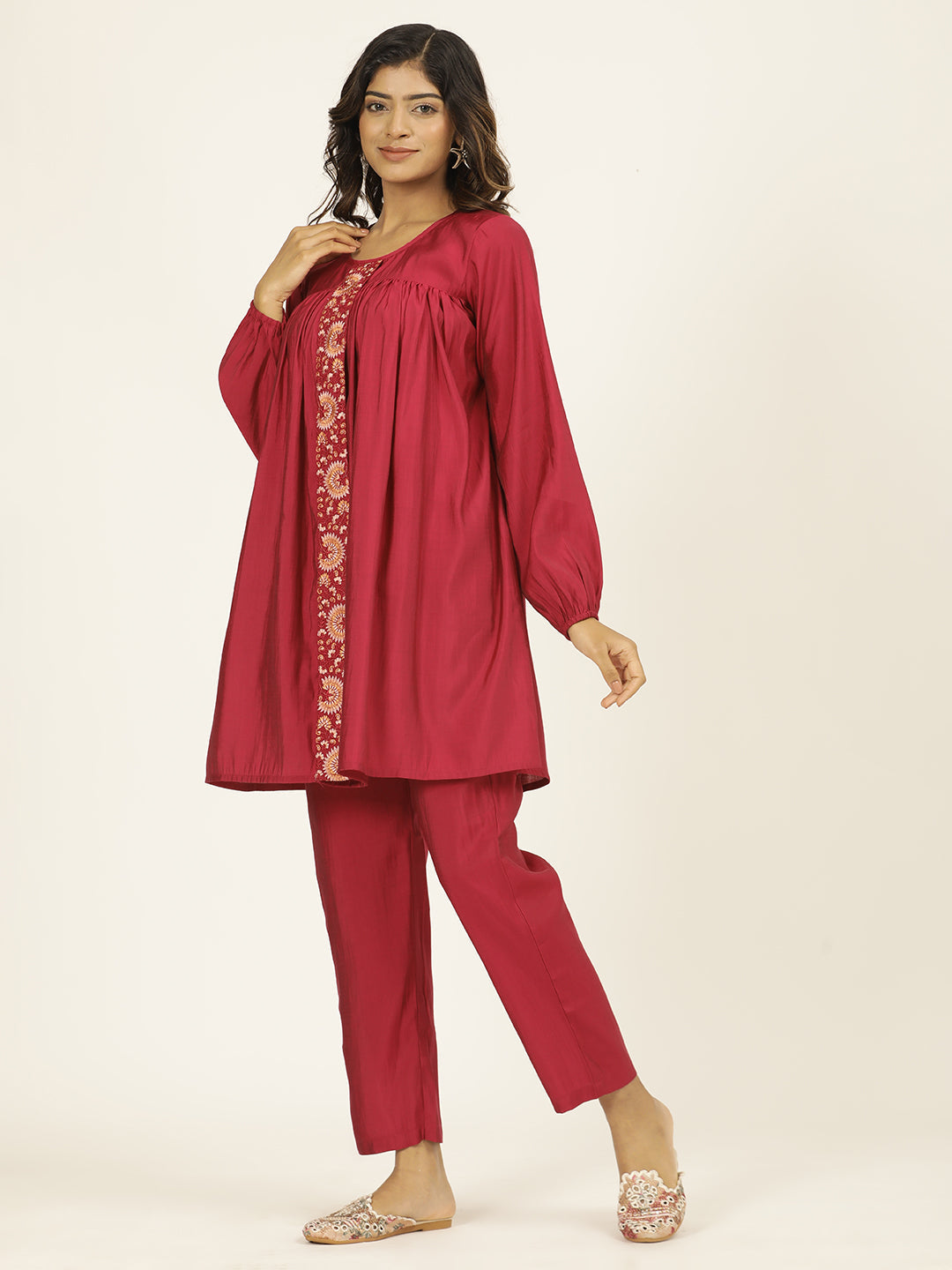 Jaipur Kurti Ladies Western Kurti 2Pcs Set 1A24Coorr003 Magenta