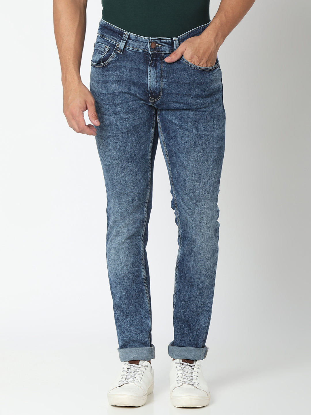 Spykar Mens Jeans Ro-Nos-005 Mid Blue