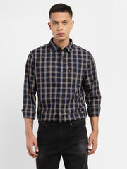 Men'S Checkered Spread Collar Shirt