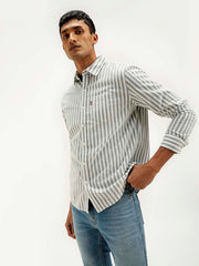 Men'S Striped Slim Fit Corduroy Shirt