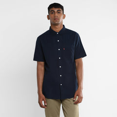 Men'S Solid Spread Collar Shirt Blue