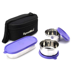 Double Decker Special Steel Lunch Box, 350ml+350ml+650ml, Set of 3