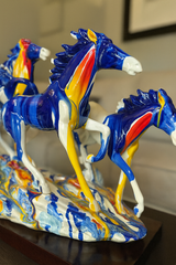 Vibrant Abstract Running Horses Statue
