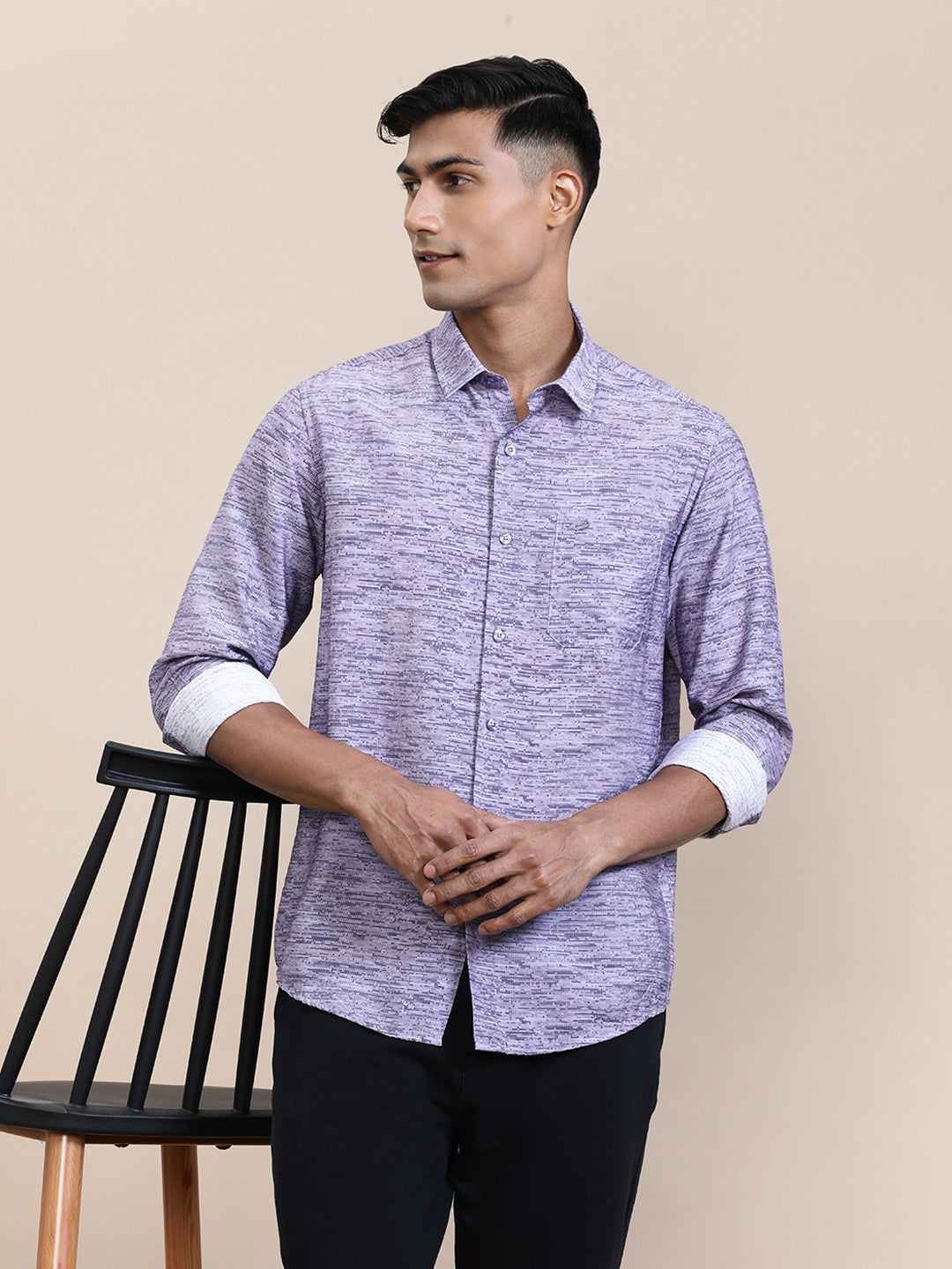 Crocodile Mens Casual Shirt F/S Crcs125-317Mt Purple