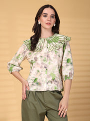 Gipsy Green Berta Embroidered Pigmented Cotton Blouse