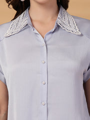 Gipsy Sky Blue Dolman Sleeves Classic Fit Blouse