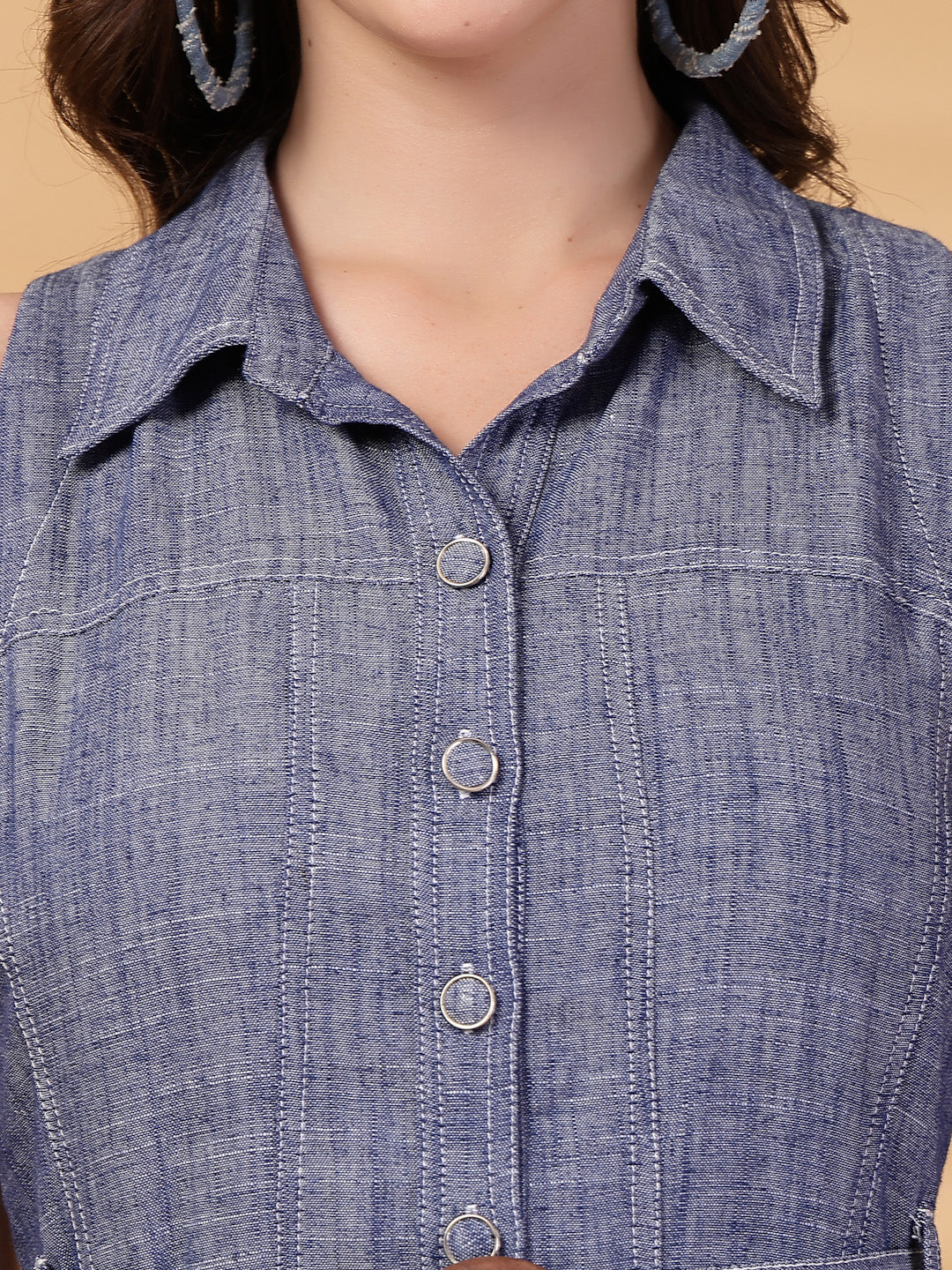 Gipsy Indigo Cotton A Line Dress With Belt