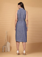 Gipsy Indigo Cotton A Line Dress With Belt