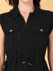 Gipsy Black Striped Cotton Dress